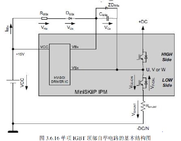 單項IGBT 頂部自舉電路的基本結(jié)構(gòu)圖